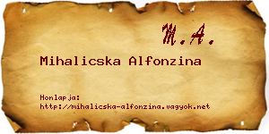 Mihalicska Alfonzina névjegykártya